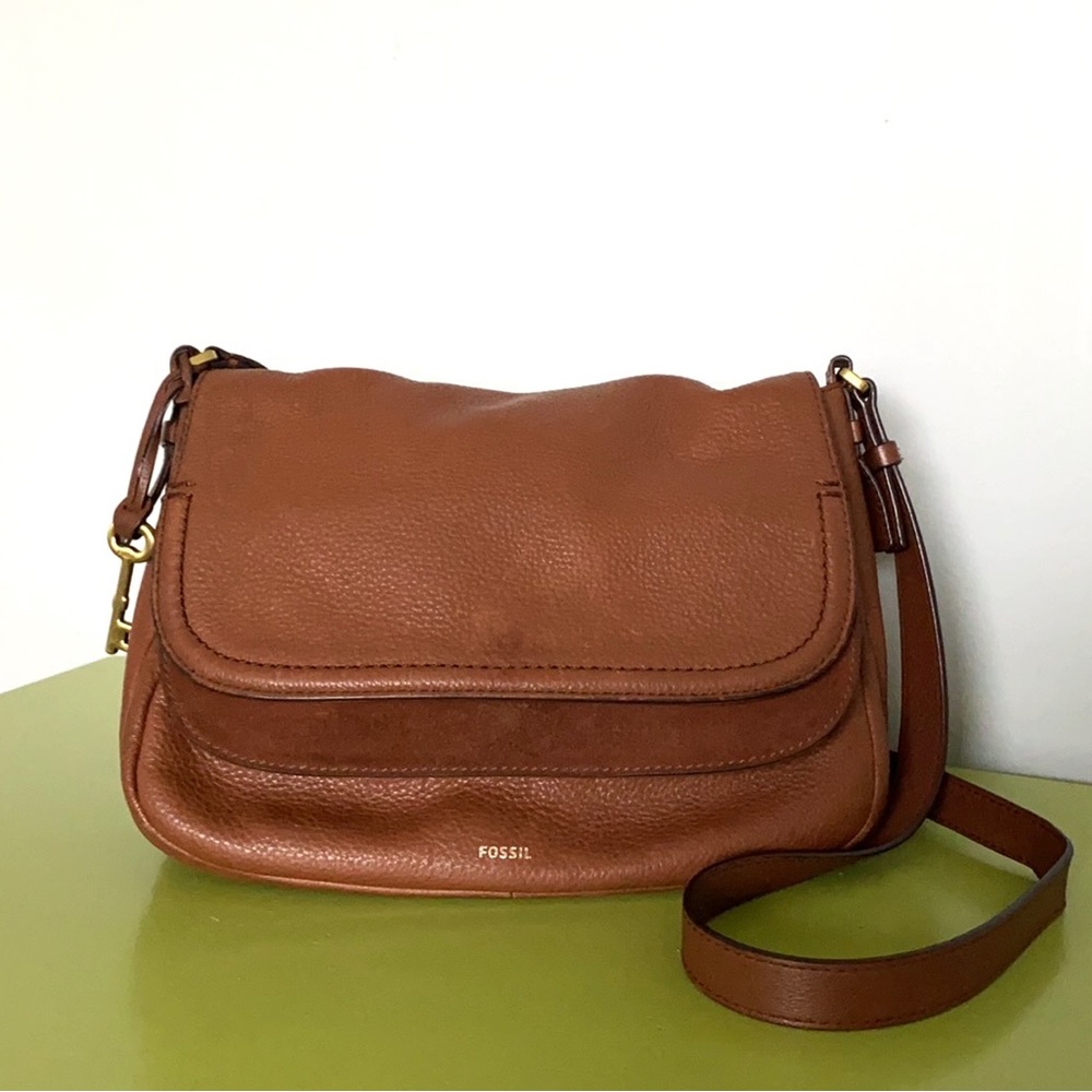 Fossil Preston Brown Leather Crossbody Bag
